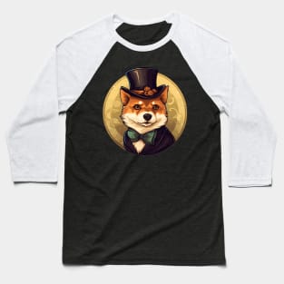 Shiba Inu with Top Hat Baseball T-Shirt